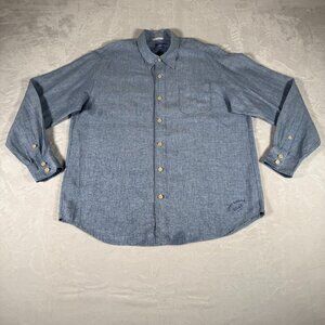 Tommy Bahama Shirt Men Size XL Blue Long Sleeve 100% Linen Relax Single Pocket